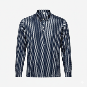 Black and white patterned shirt on a light gray background