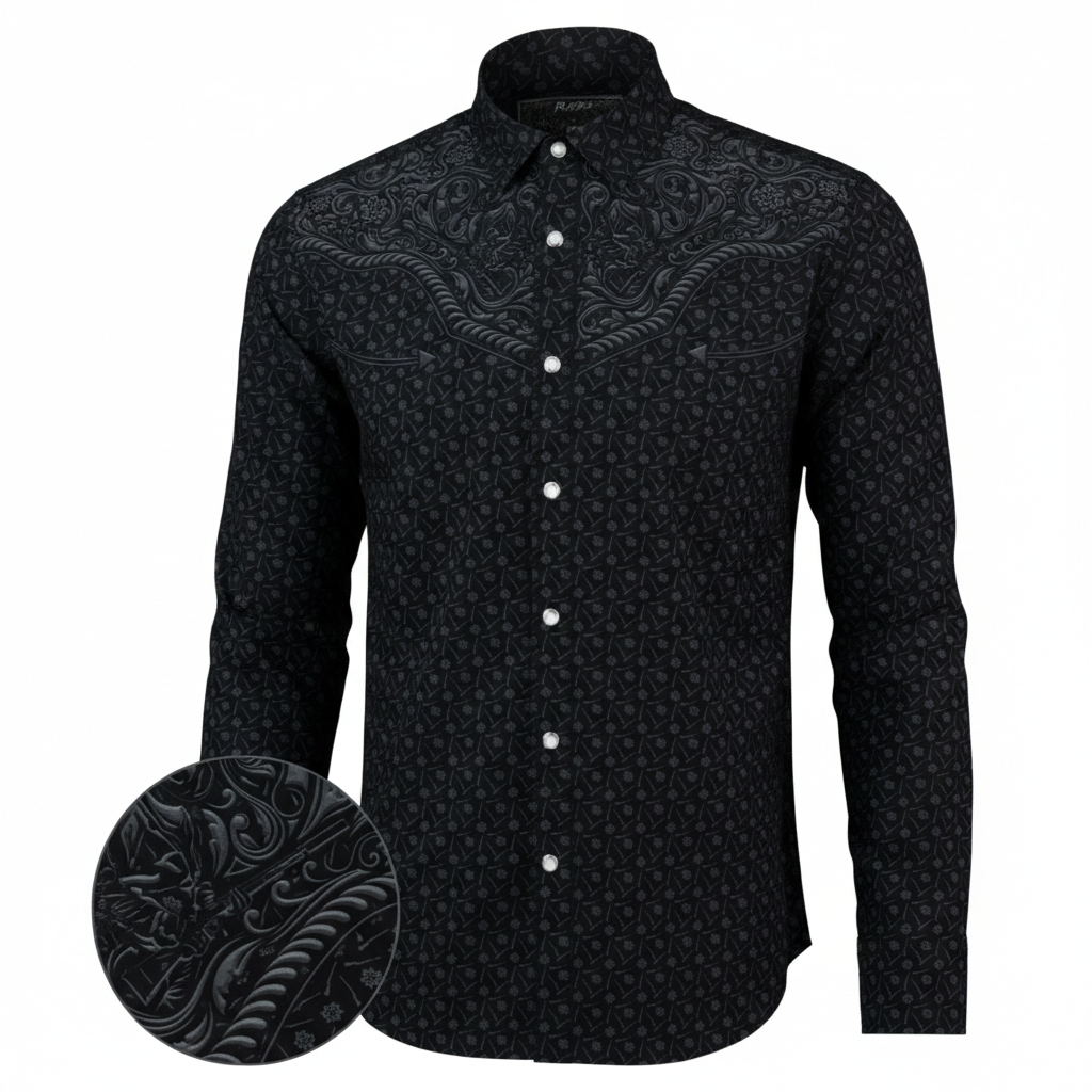 Old Silence (Blackout) Button Down (Pearl Snaps)