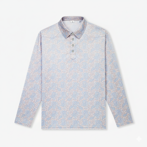 Long-sleeve shirt with a subtle pattern on a white background
