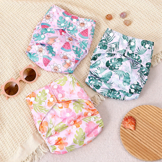 Elinfant Set of 3 Pocket Cloth Diapers (Adjustable Snap, Suede Inner, 3-15kg) 03